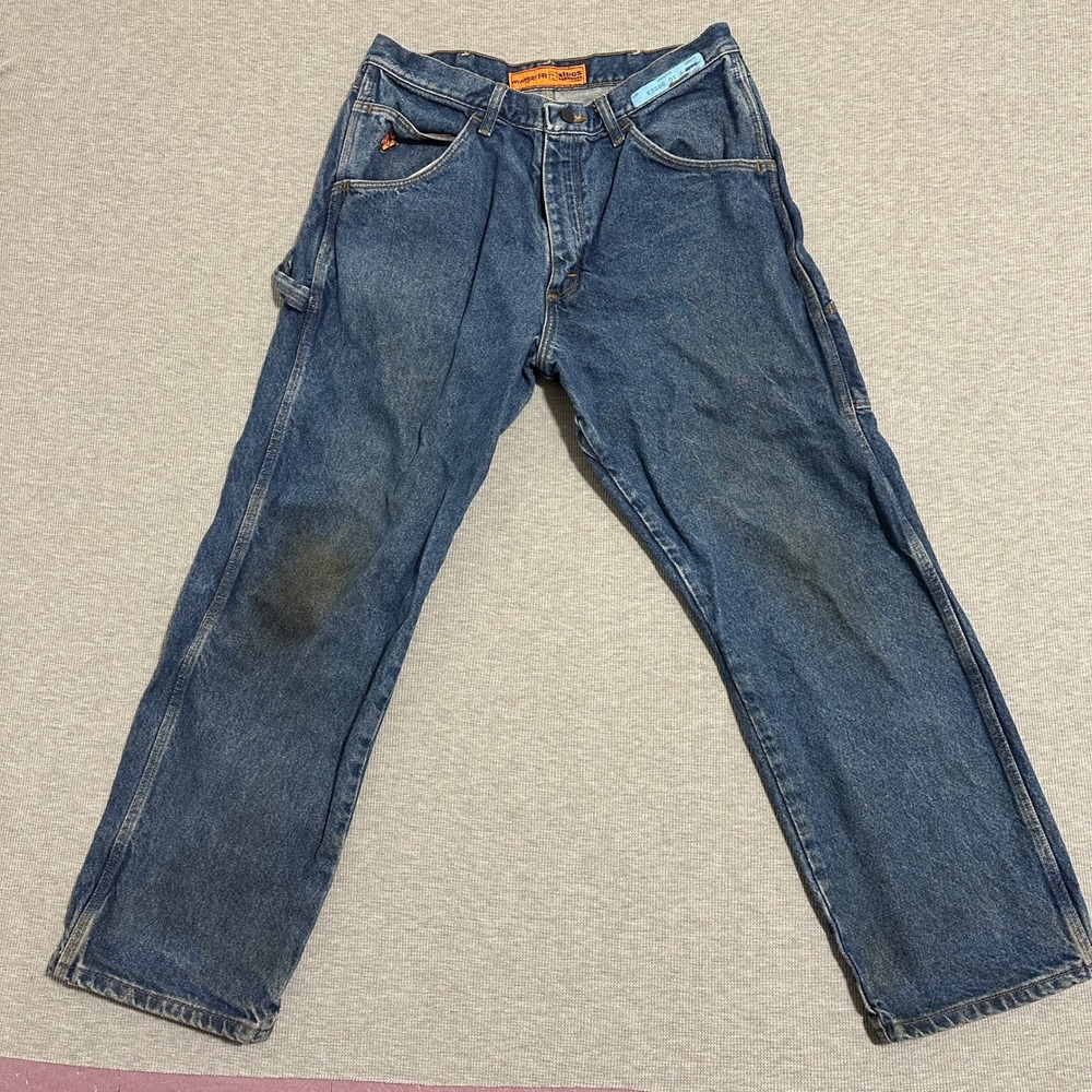 Wrangler Riggs FR Flame Resistant Carpenter Work Jeans Blue Mens Size 32x29